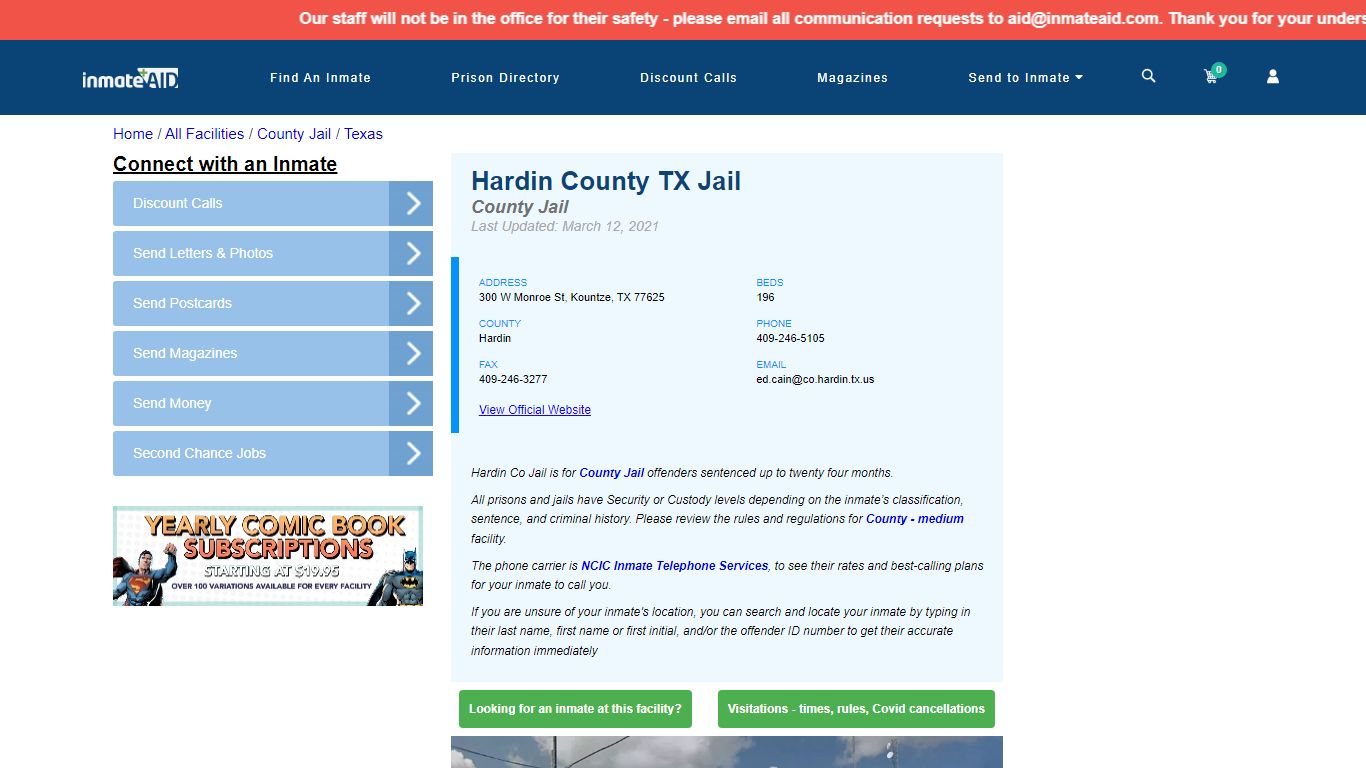 Hardin County TX Jail - Inmate Locator - Kountze, TX