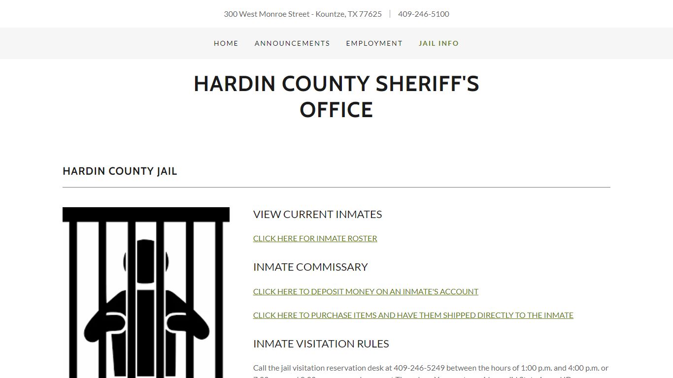 JAIL INFO - HARDIN COUNTY JAIL